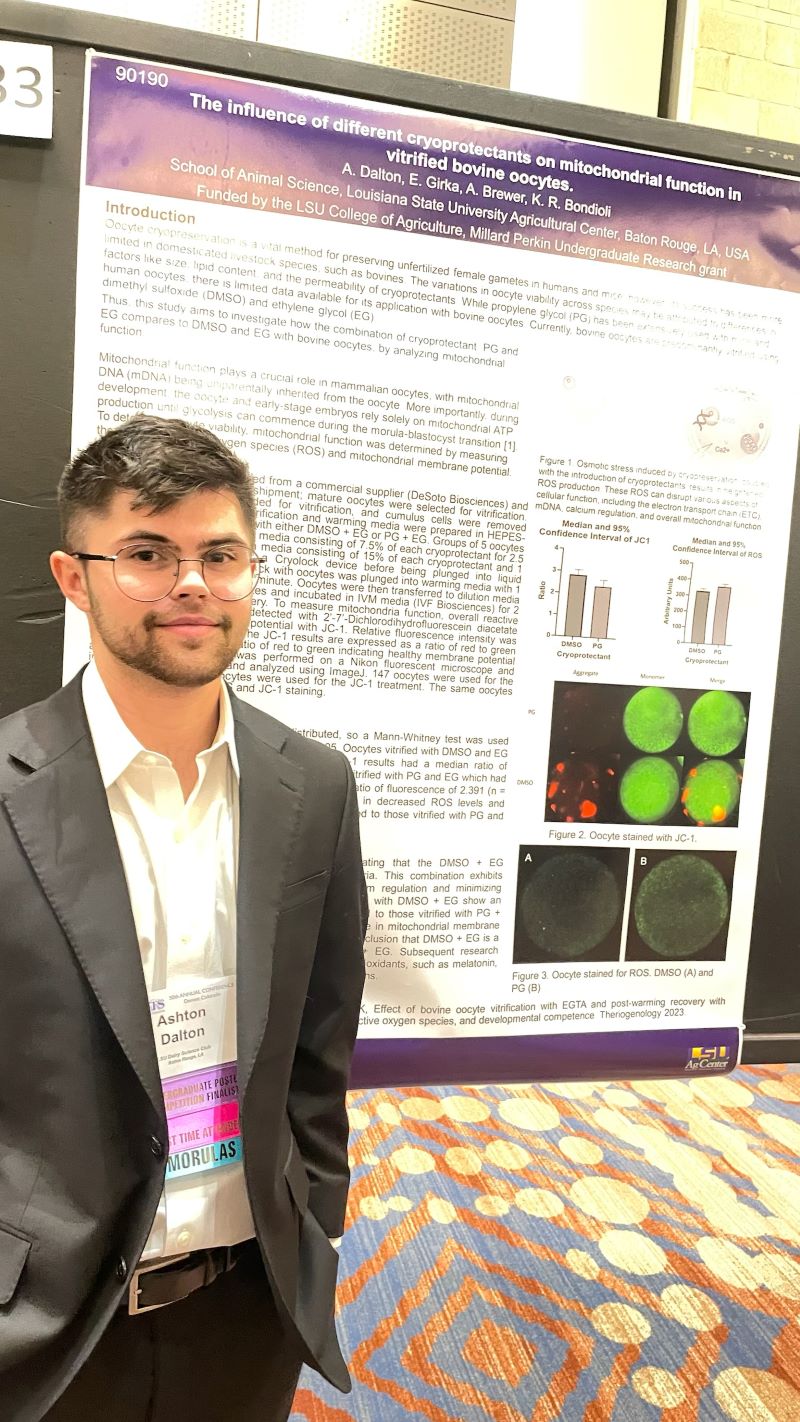 Ashton Dalton standing in front of research poster