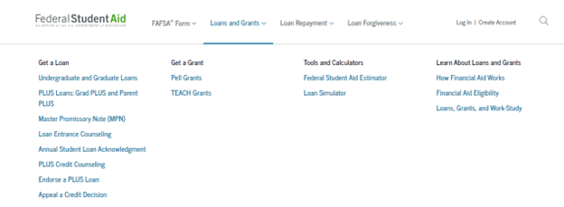 click on loans and grants