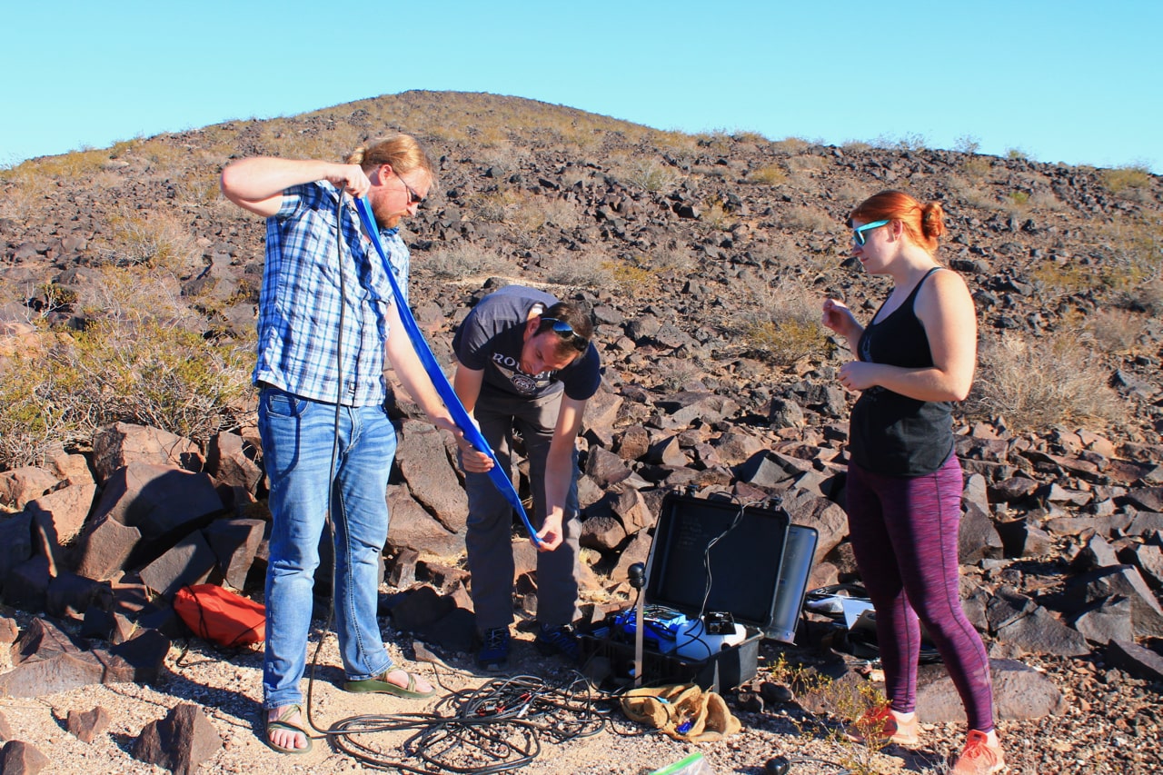 students in the field