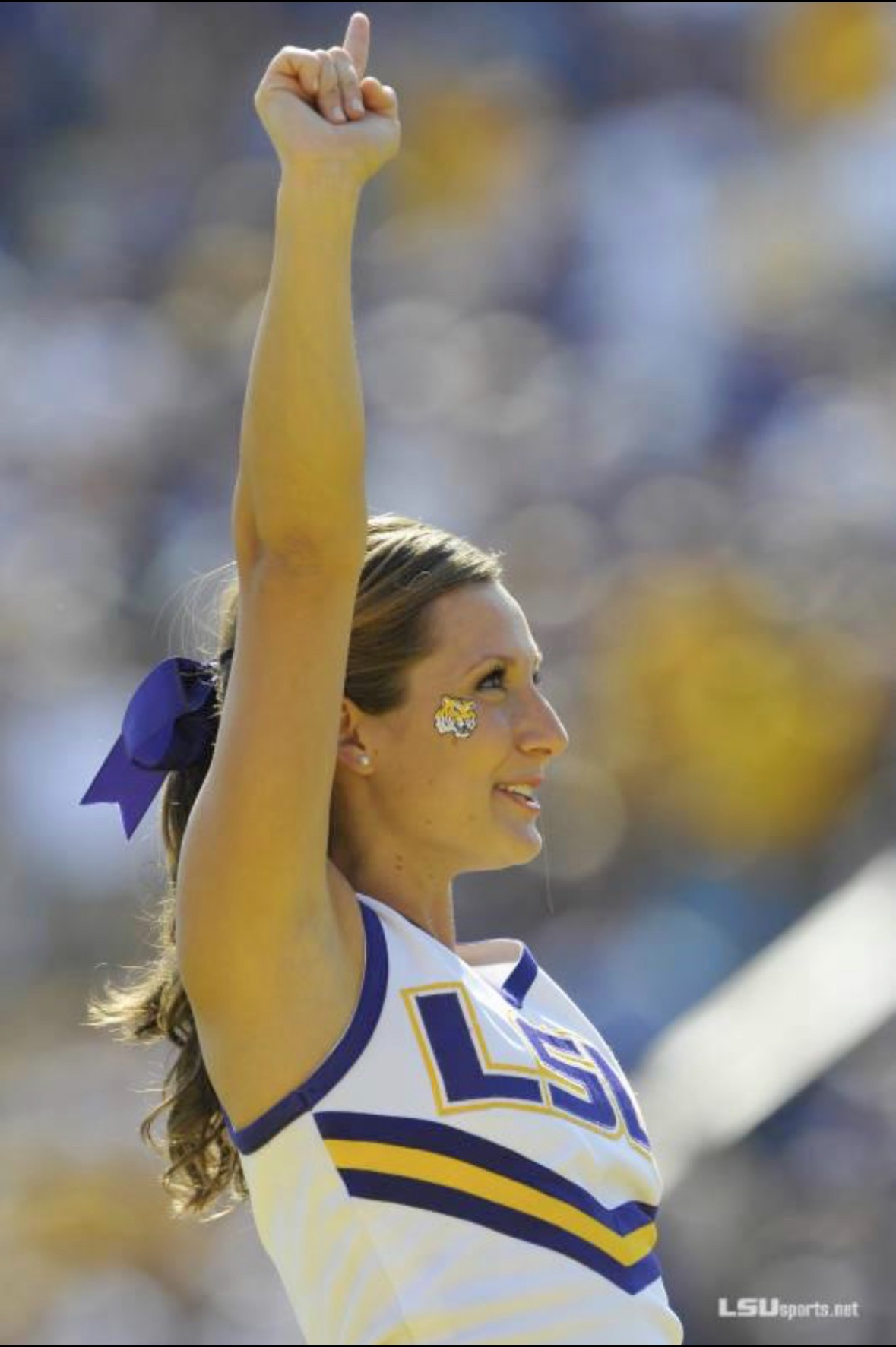 Shelby cheering in Tiger Stadium