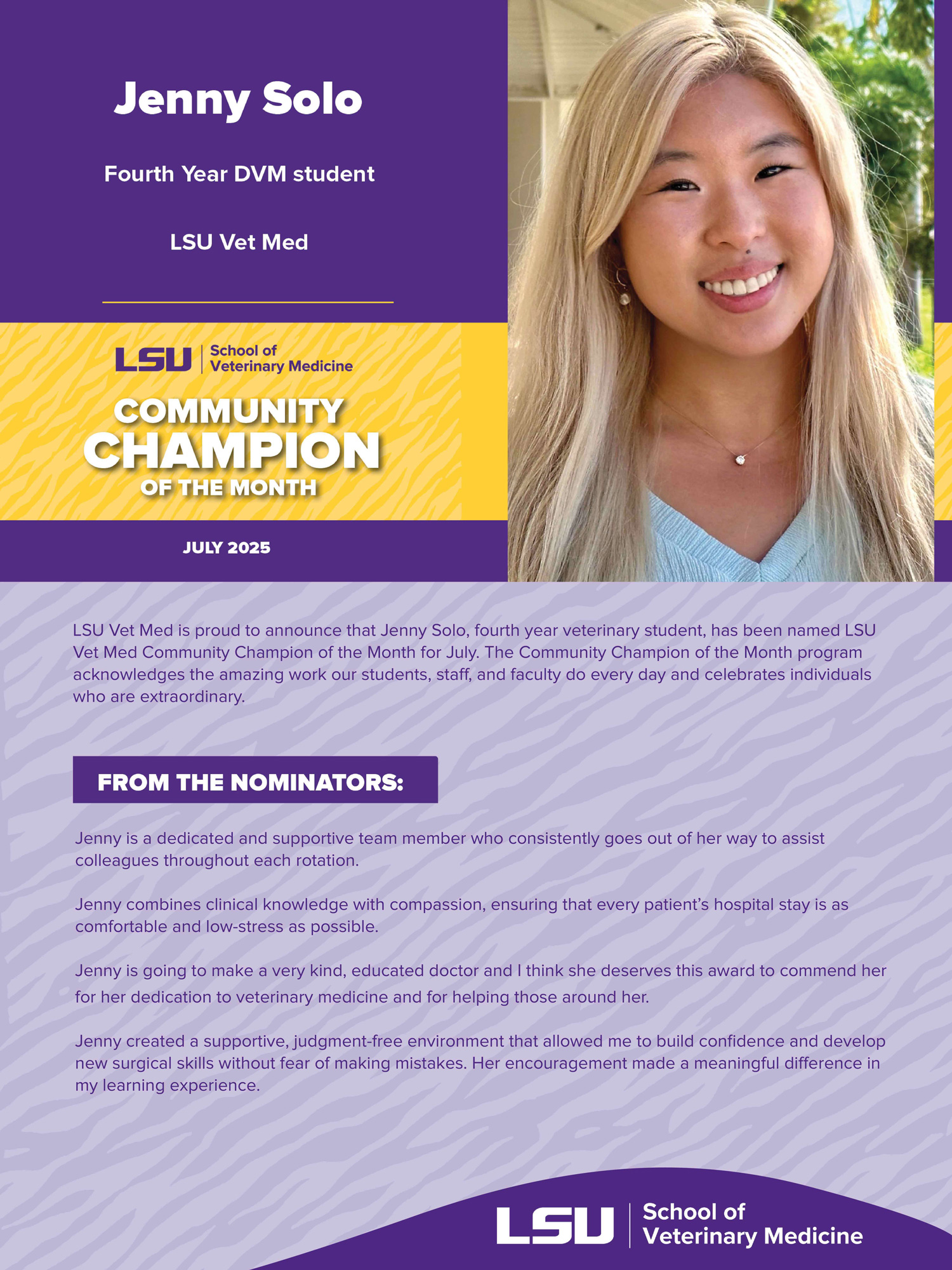 Champion flyer for Jenny Solo